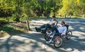 Couple Riding a Recumbent Tricycle